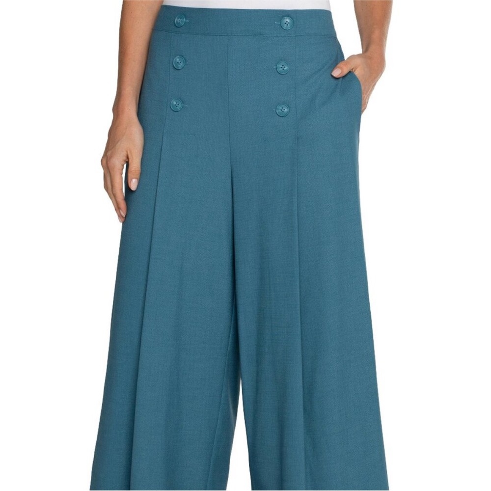 NWOT Liverpool Sailor Crop Wide Leg 25in Inseam In Ocean Blue XS - Picture 2 of 4